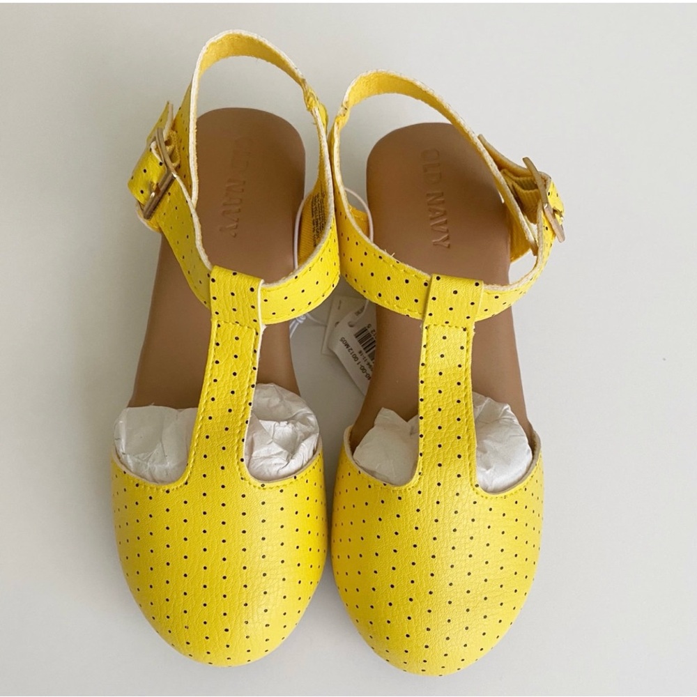 Yellow Perforated T-Strap Clogs, NWT